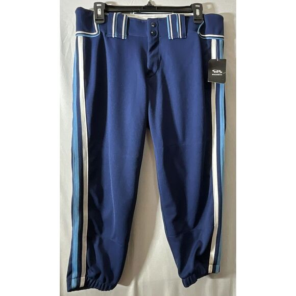 New Boombah Softball Pants Womens 34 Blue With‎ Stripes Cropped - Picture 1 of 5